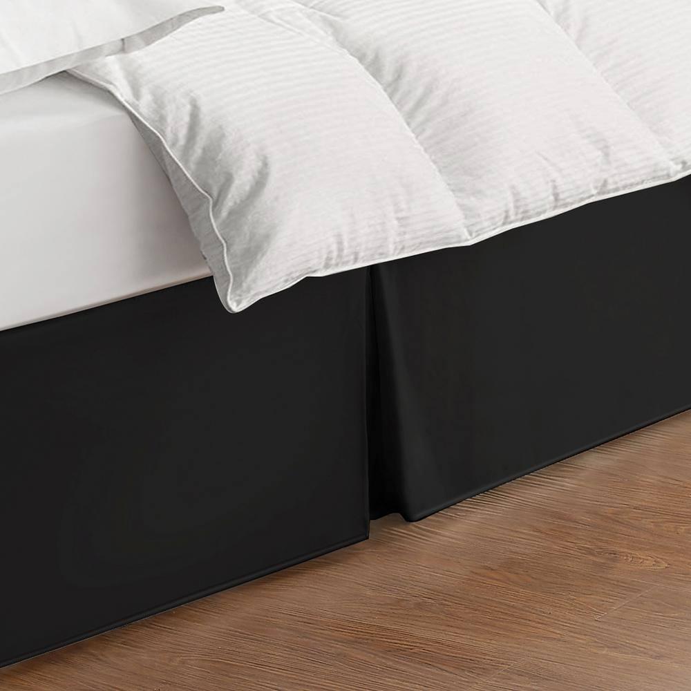 Bed Maker's Wrap-Around Hassle Free, Never Lift Your Mattress Tailored Bed Skirt, 14" Drop Length, King, Black