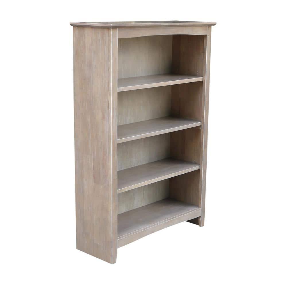 48" Shaker Bookshelf Washed Gray/Taupe - International Concepts: Solid Wood, 3-Shelf Storage