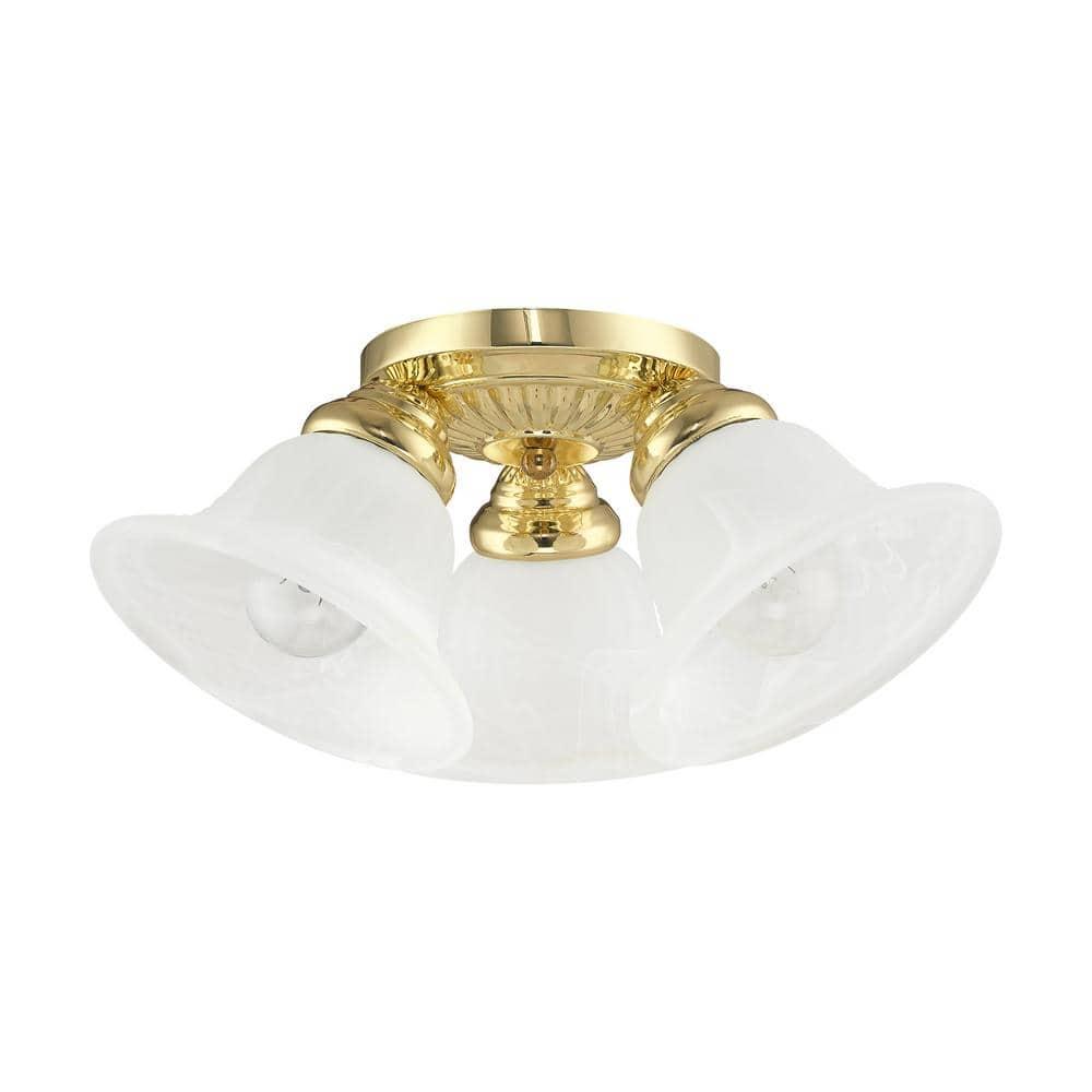 Livex Lighting Edgemont 3 - Light Flush Mount in  Polished Brass