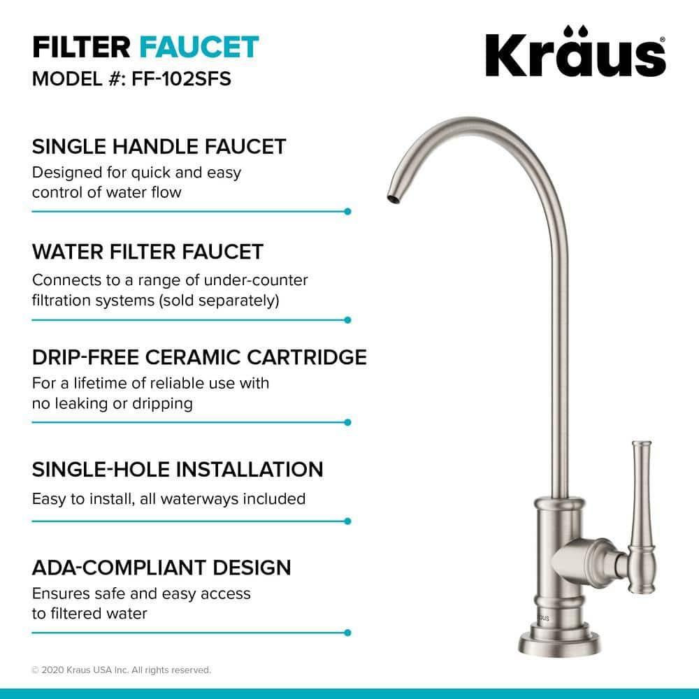 Kraus Allyn Transitional Bridge Kitchen Faucet and Water Filter Faucet Combo