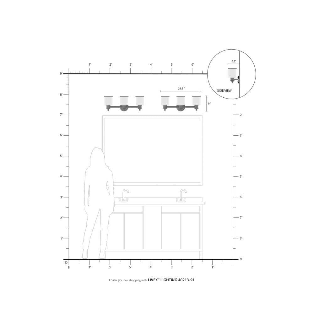 Livex Lighting Middlebush 3 - Light Vanity in  Brushed Nickel