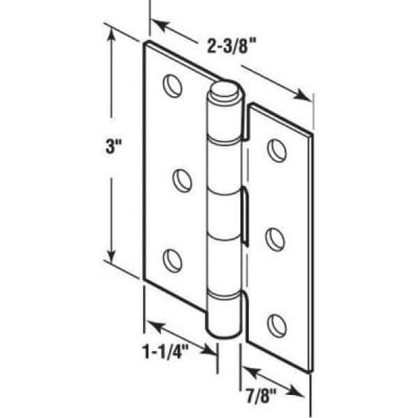 Prime-Line Screen Door Replacement Hinges, 3 in. Long, Steel, Black (Set of 2)