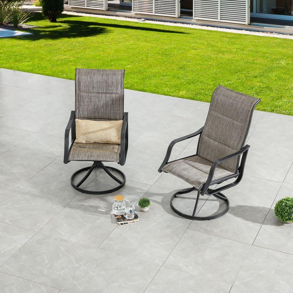 Techmilly Outdoor Dining Chairs , Patio Swivel Chairs Set of 2, Support 400lbs , Dark Grey