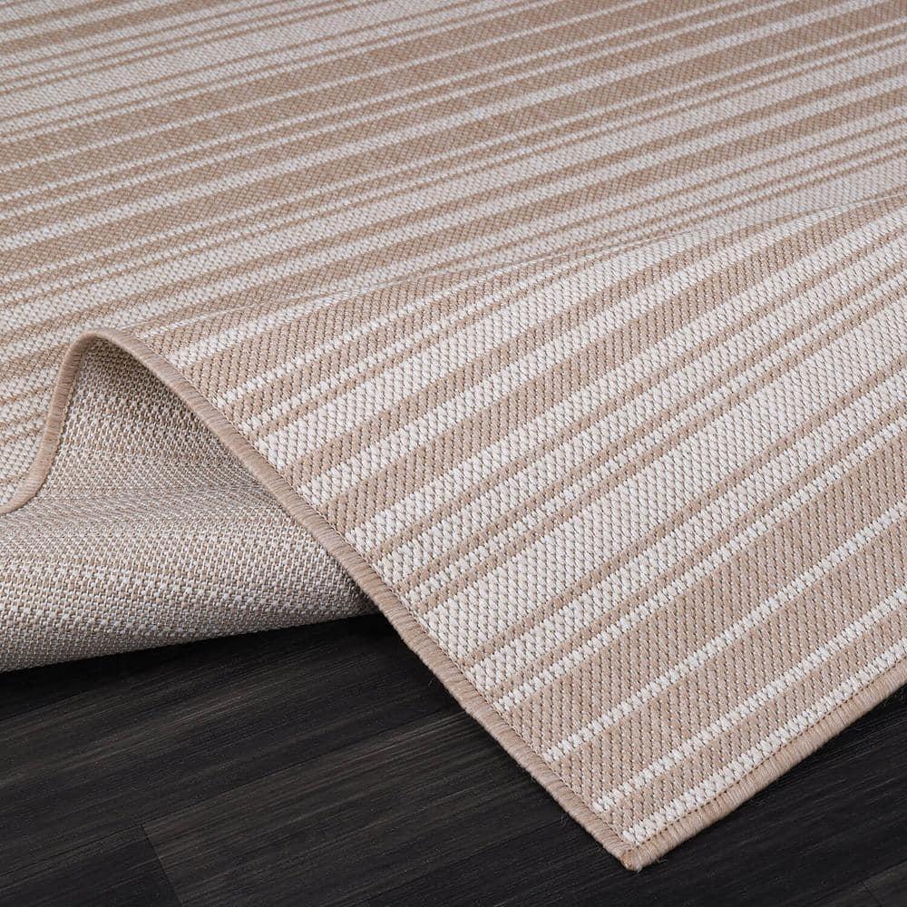Beverly Rug Outdoor Rugs 5' x 7' Patio, Porch, Garden Beige and White
