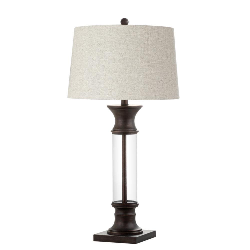 JONATHAN Y Hunter 32" Metal/Glass LED Table Lamp, Bronze (Set of 2)
