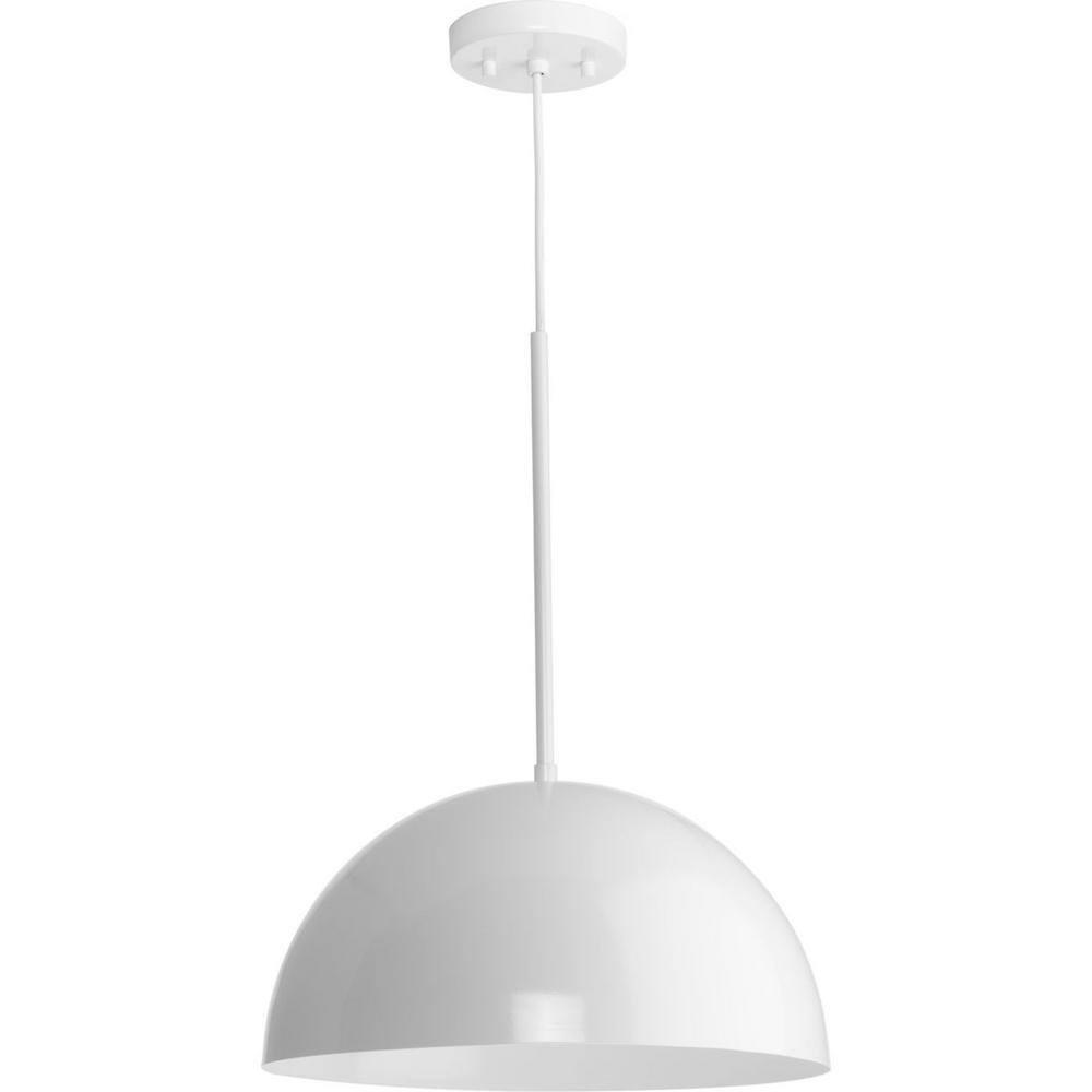 Progress Lighting Perimeter 1-Light Pendant, Steel, White Finish, Open Shade: Iconic modern design for mid-century and contemporary interiors.