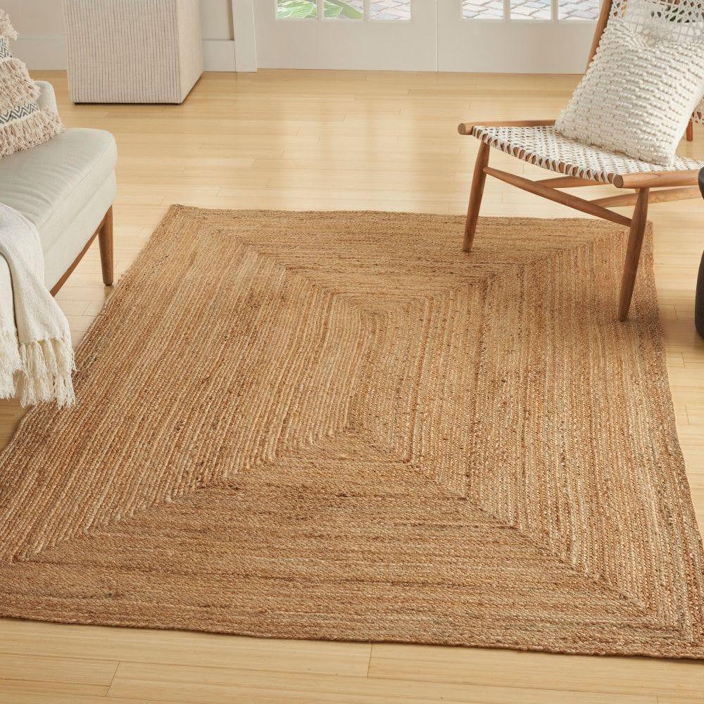 Nourison Handwoven Natural Jute Indoor Area Rug Natural 4' x 6'