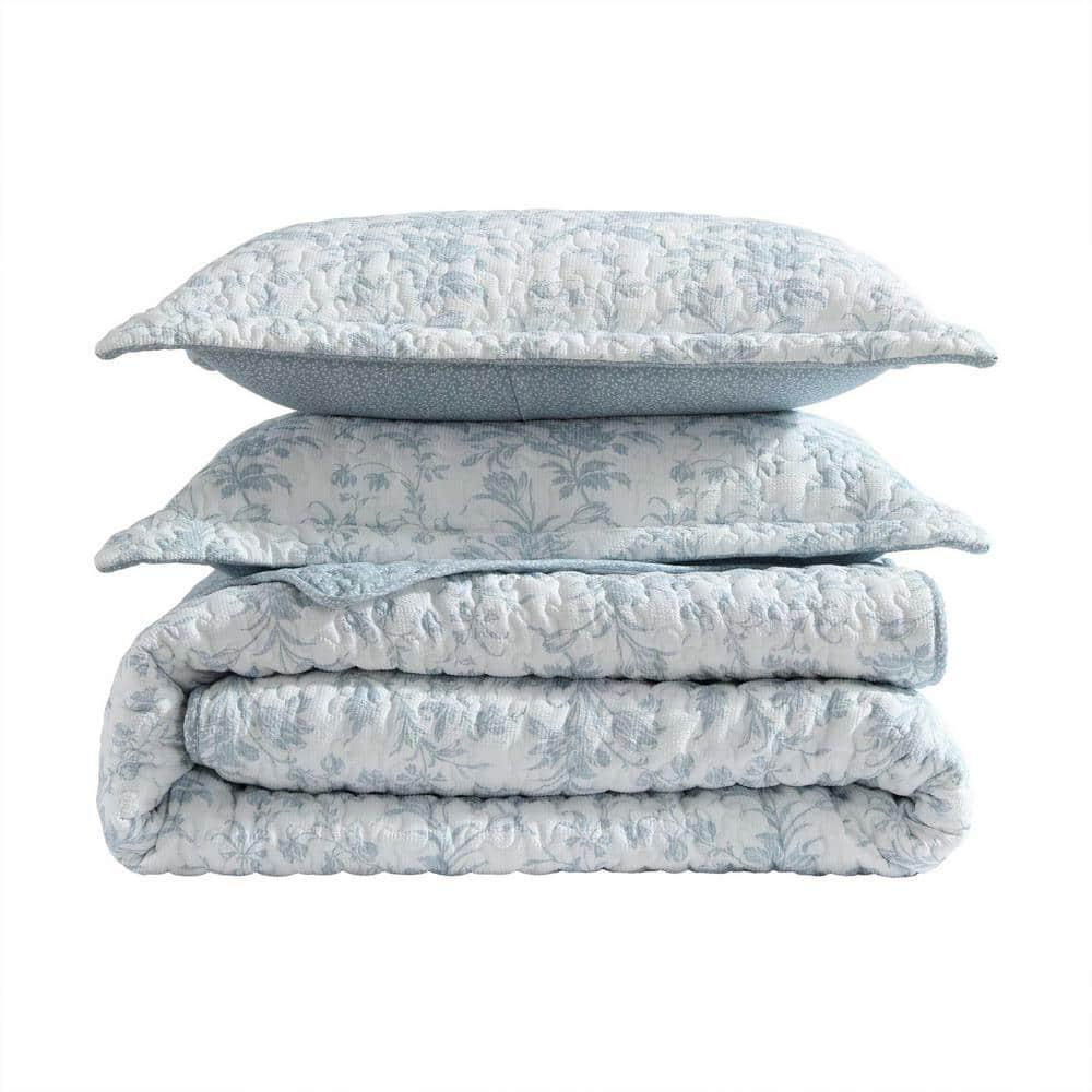 Amberly Blue Reversible Twin Microfiber Quilt Set