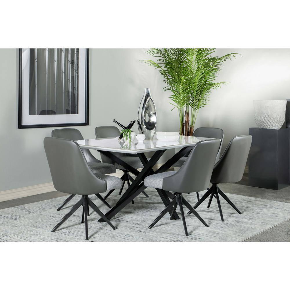 Paulita Rectangular Dining Table White and Gunmetal