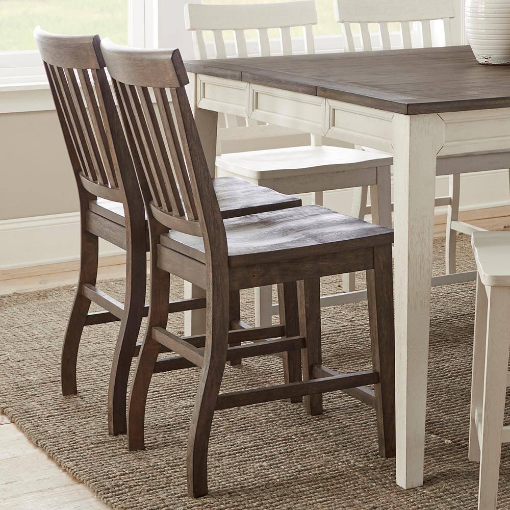 Steve Silver Set of 2 Cayla Counter Height Barstools Dark Oak: Wood Frame, Slat Back Design, CSA Certified