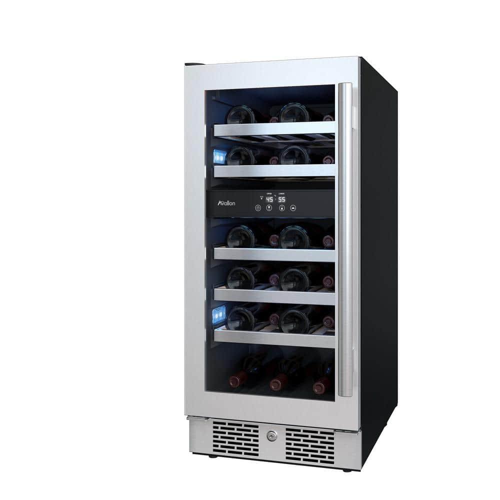 Avallon Awc152dzrh 15" Wide 23 Bottle Capacity Dual Zone Wine Cooler - Stainless Steel