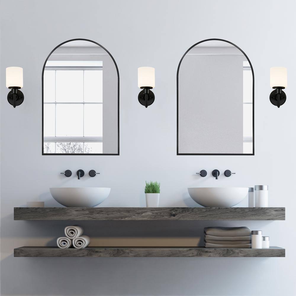 Design House Maeve Arched Wall Mirror with Black Frame, 36-Inch by 24-Inch, 2-Pack
