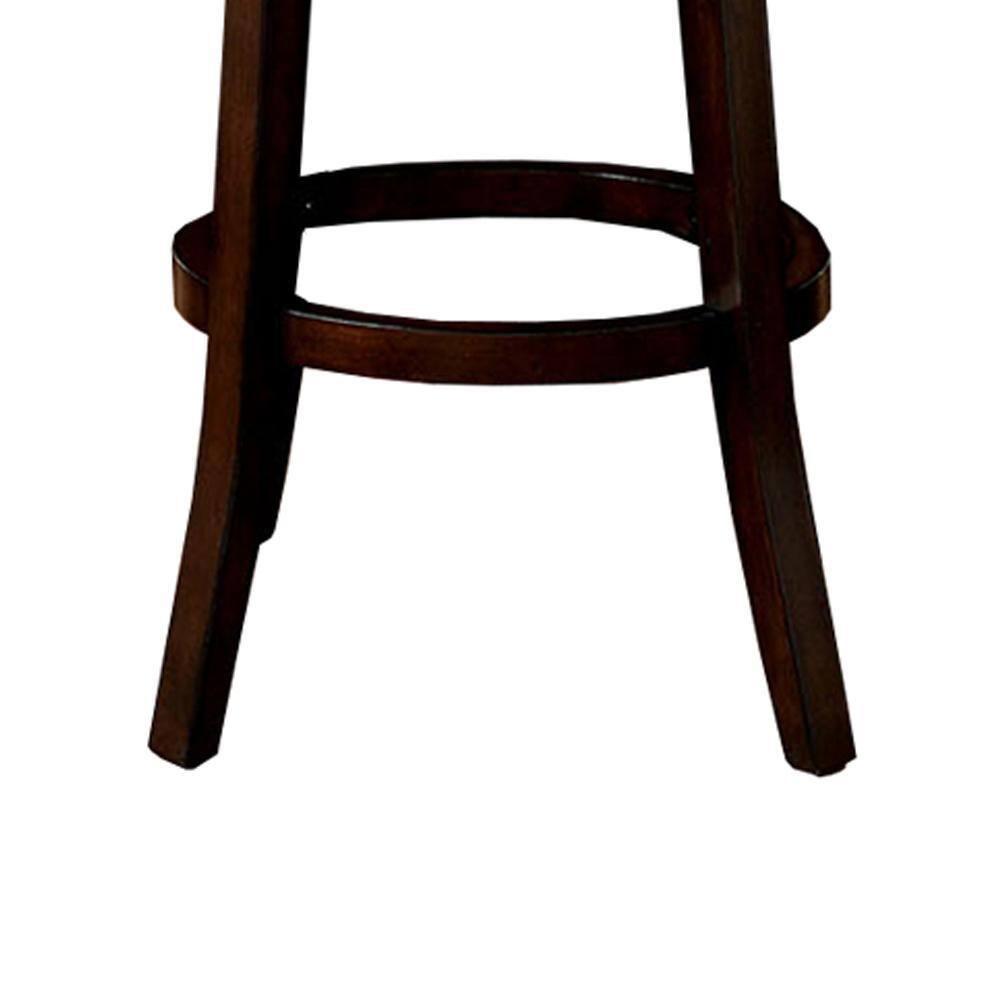Gray Leather Swivel Wood 22" Contemporary Barstool