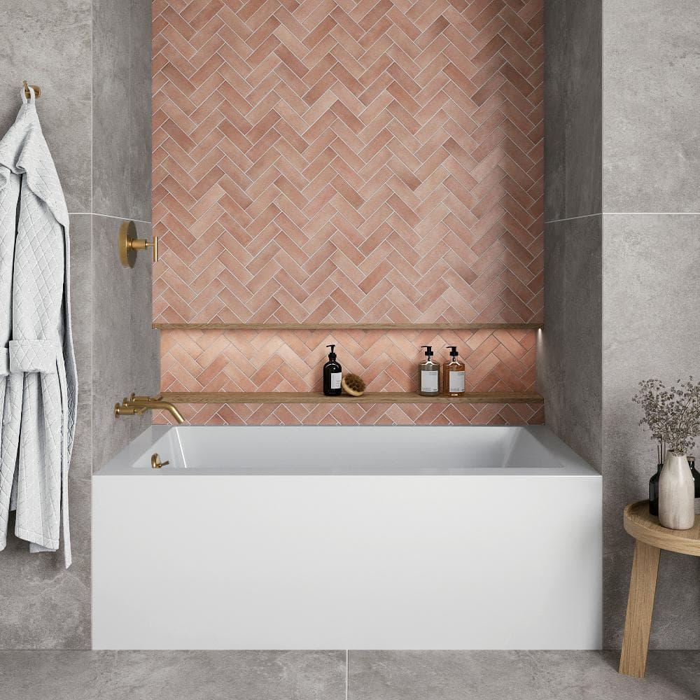 Streamline Bath Streamline 60 in. x 32 in. Acrylic Left-Hand Drain Alcove Bathtub in Glossy White With External Drain NAL-5560-BGL