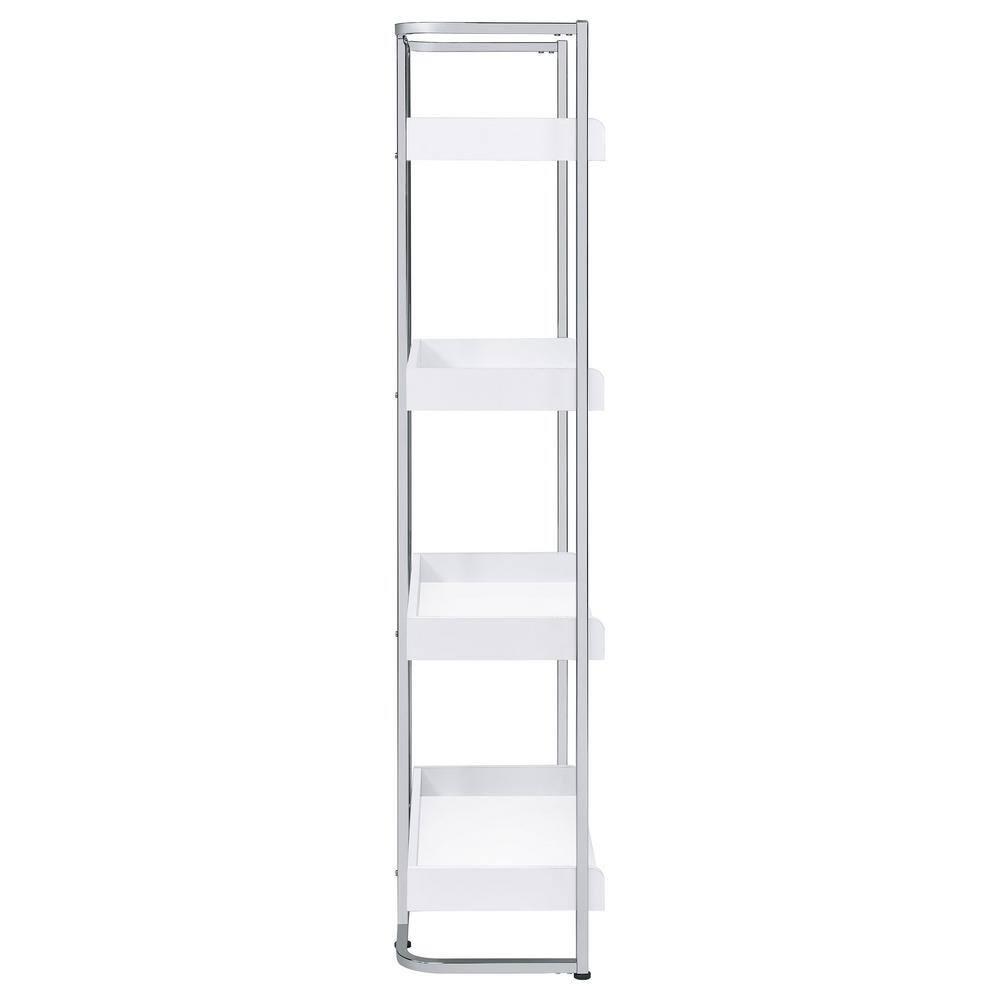 67.5" Ember 4 Shelf Bookcase White High Gloss - Coaster: Laminated, Modern Style, Includes Anti-Tip Hardware