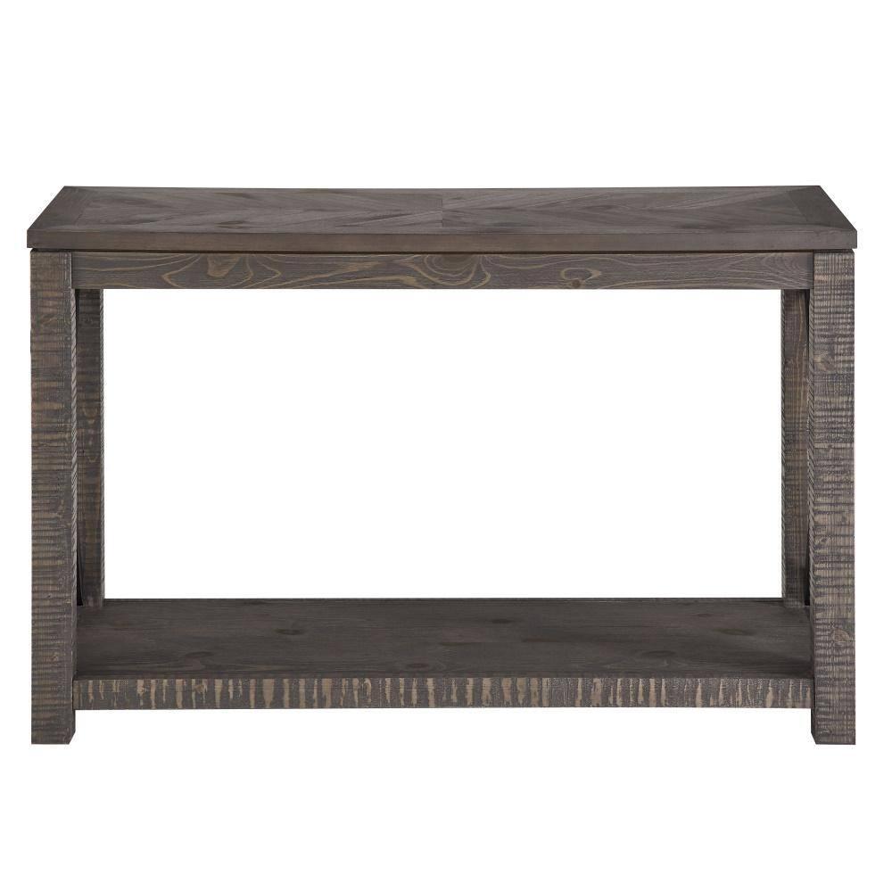 Dexter Sofa Table Distressed Gray - Steve Silver Co.: Rustic Style, Metal X Motif, Bottom Shelf