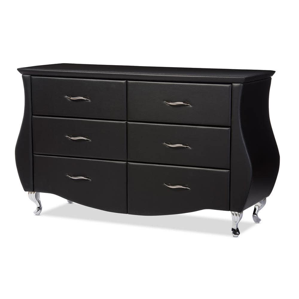Enzo Modern and Contemporary Faux Leather 6 Drawer Dresser - Baxton Studio