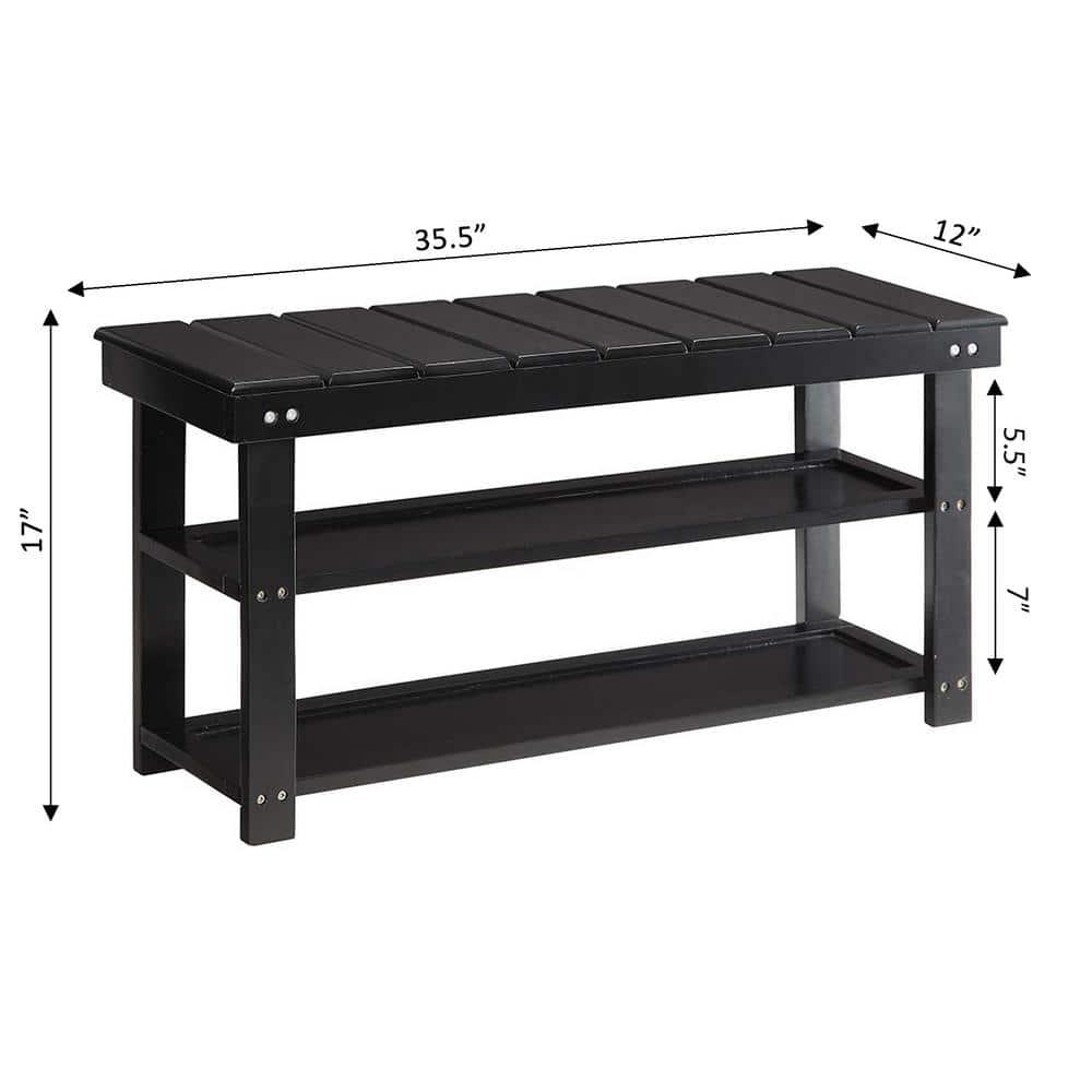 Oxford Utility Mudroom Bench, Black
