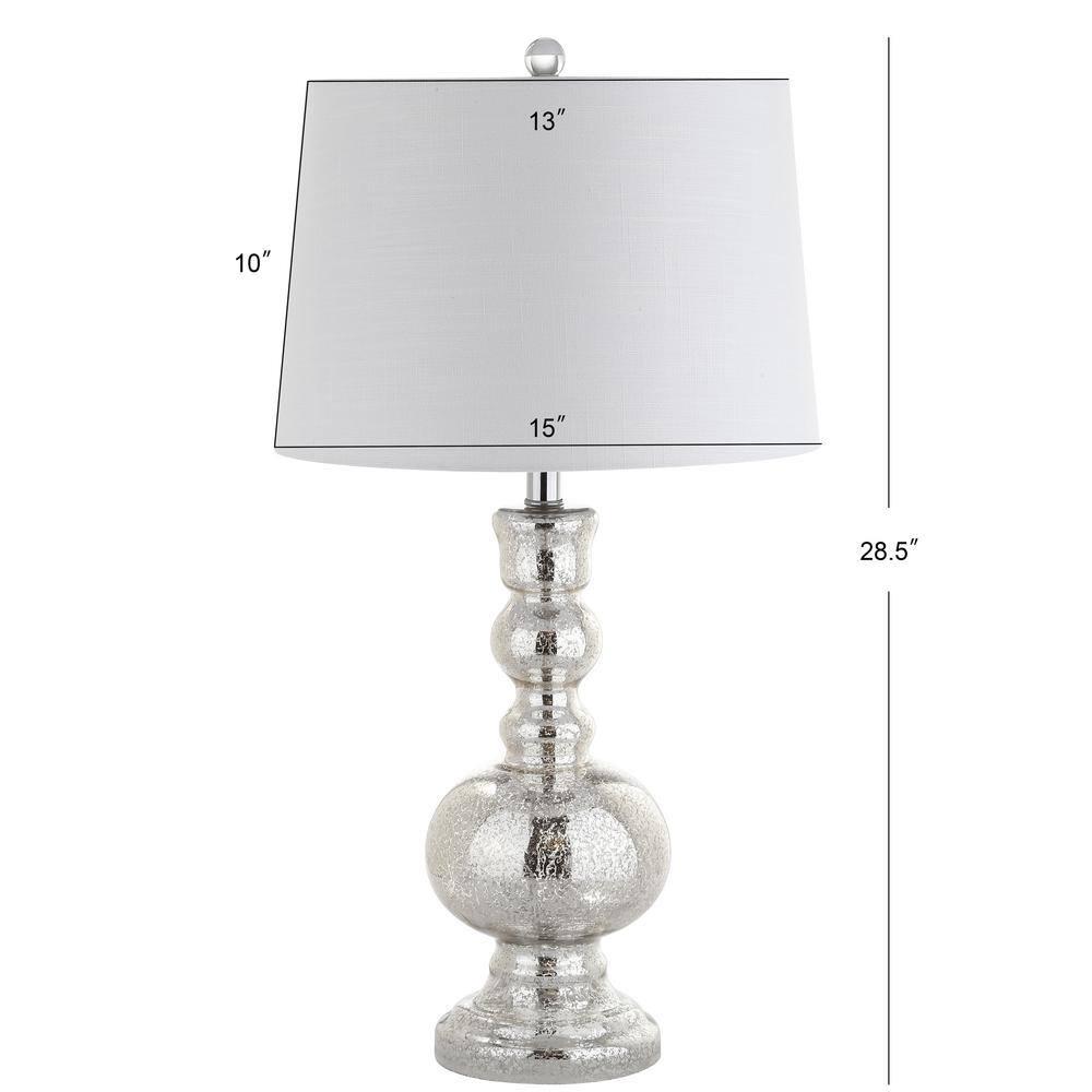 JONATHAN Y JYL1061D-SET2 Genie 28.5" Glass LED Table Lamp, Contemporary, Transitional for living room, dinning room, bedroom, office Bulb Included, Mercury Silver (Set of 2)