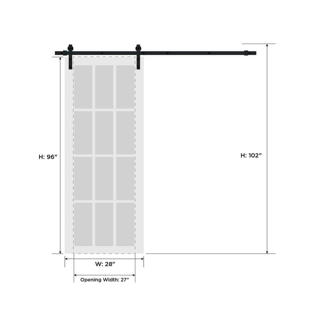 Sturdy Barn Door Frosted Glass | Veregio 7339 Oliva | 6.6FT Rail Hangers Heavy Hardware Set | Solid Panel Interior Doors-28" x 96"-Silver Rail
