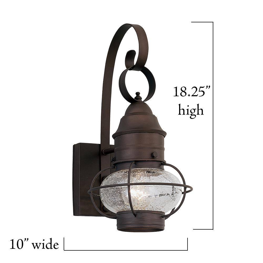 Nantucket Rustic Wall Lantern Sconce - Outdoor Lighting Fixture With Clear Seedy Glass, Durable Steel Construction, And Easy Installation