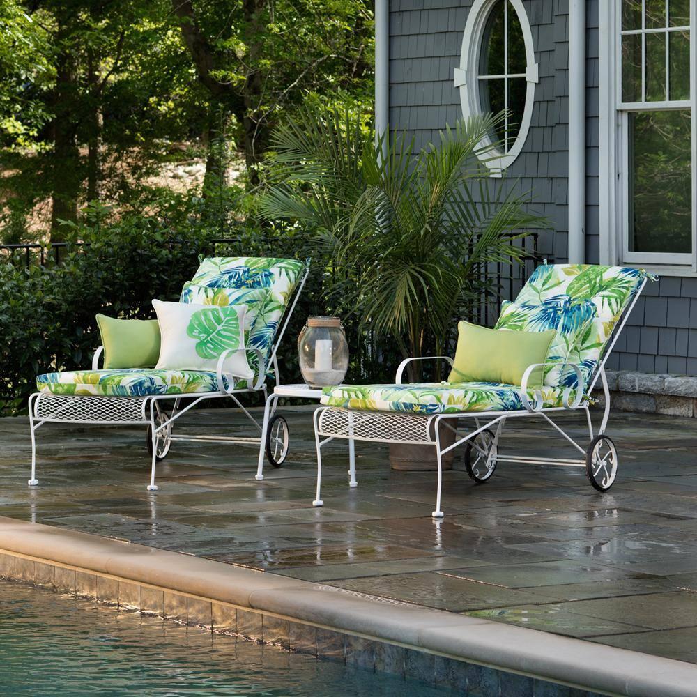 20"x20"x3" Soleil 2pc Indoor/Outdoor Squared Corners Seat Cushion Blue/Green - Pillow Perfect: Weather-Resistant, Fade-Resistant