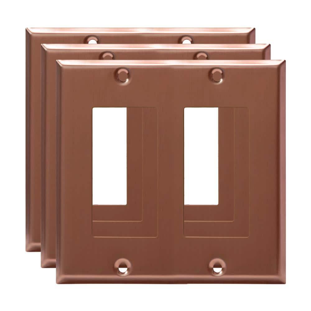 Enerlites No Subject 2 - Gang Rocker Standard Wall Plate (Set of 3)