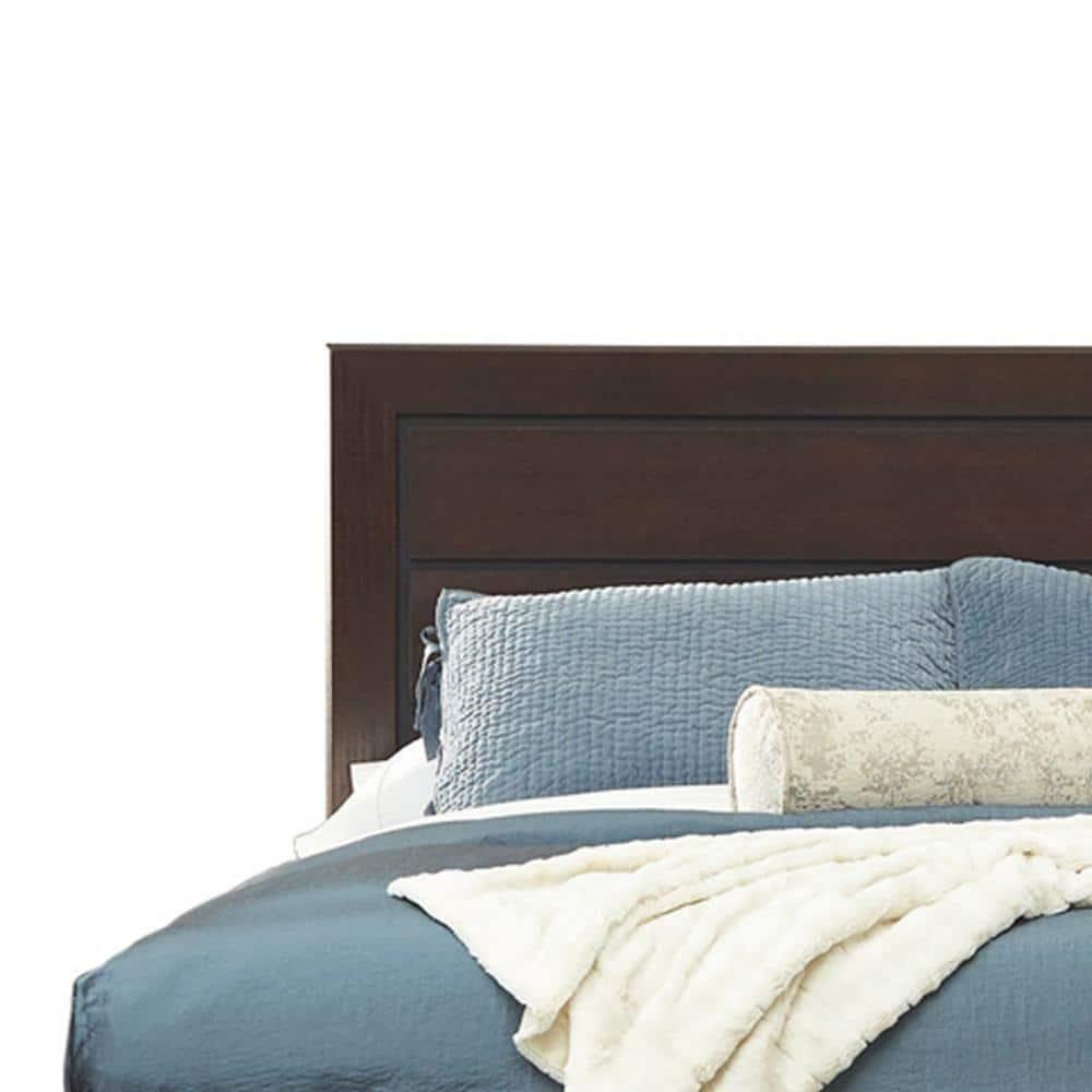 Benjara Queen Wood Panel Bedswith Headboard and Footboard, Brown