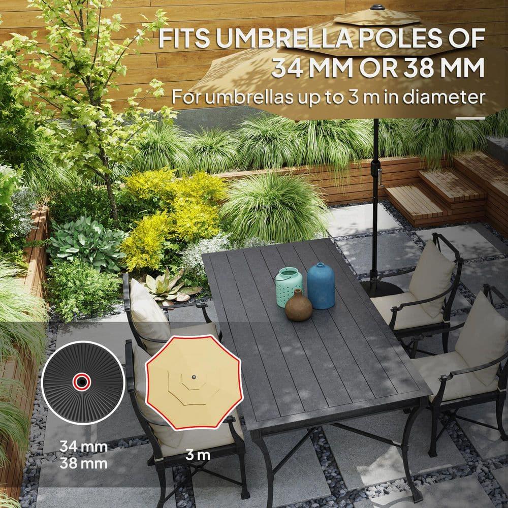 Outsunny Round Patio Umbrella Base Holder Outdoor Umbrella Stand, Filled Up to 62lbs with Stand or 51lbs with Water for Garden Poolside, Black