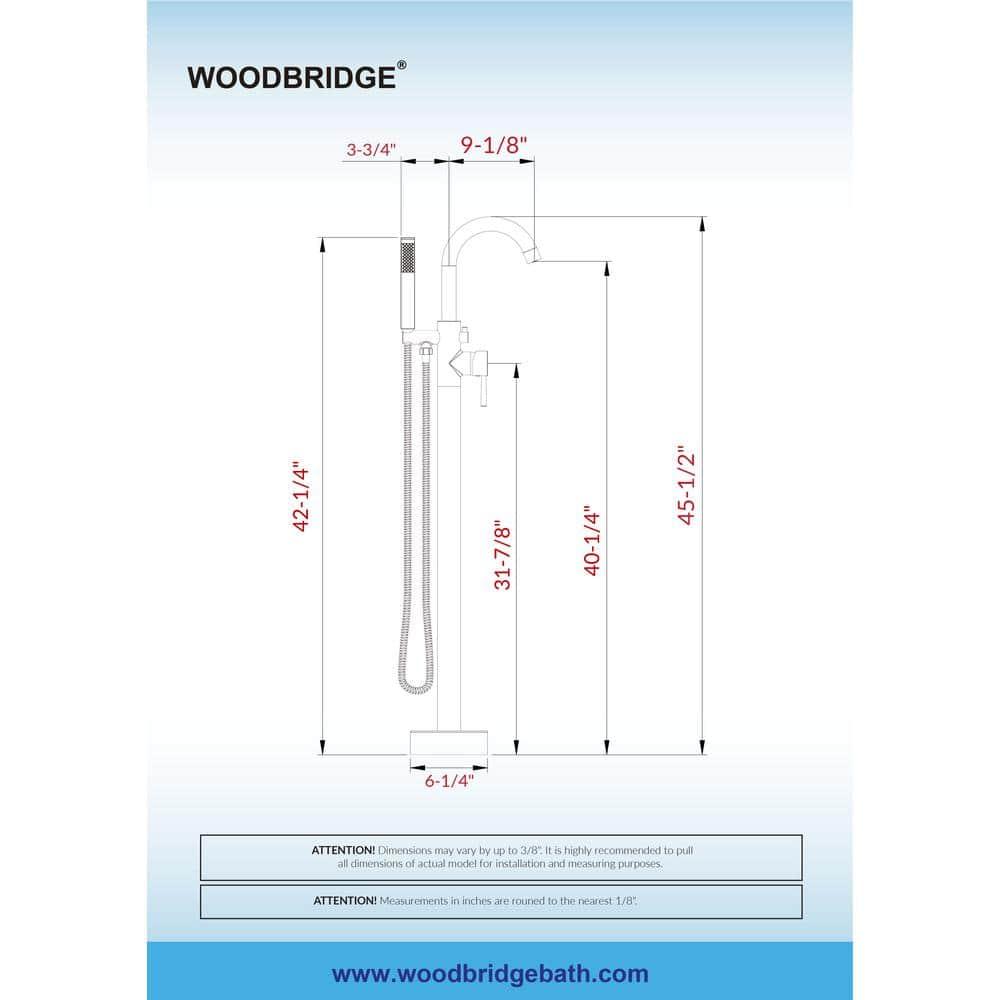 WoodBridge Single Handle Floor Mounted Freestanding Tub Faucet with Handshower F0023BNRD