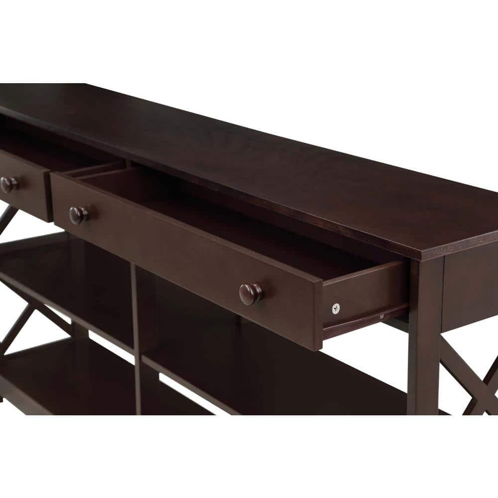 Convenience Concepts Oxford 2 Drawer 60 inch Console Table with Shelves