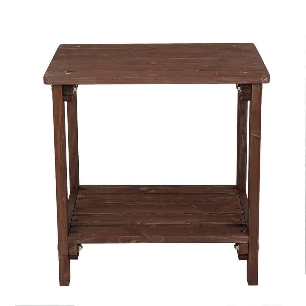 Ktaxon 19" Wood Side Table Square Small Sofa End Table Light Brown, Patio Garden End Table for Indoor and Outdoor