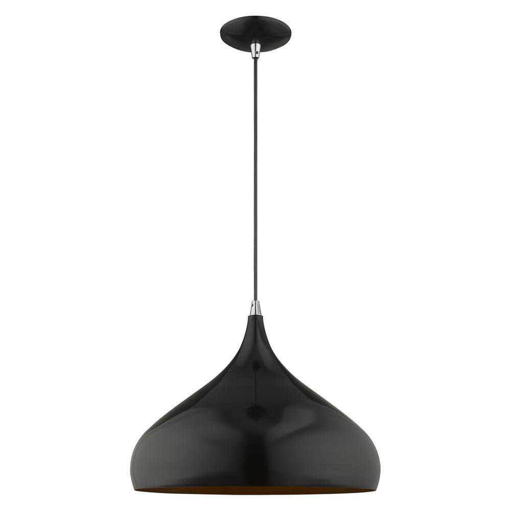 Livex Lighting Metal Shade 1 - Light Chandelier in  Shiny Black