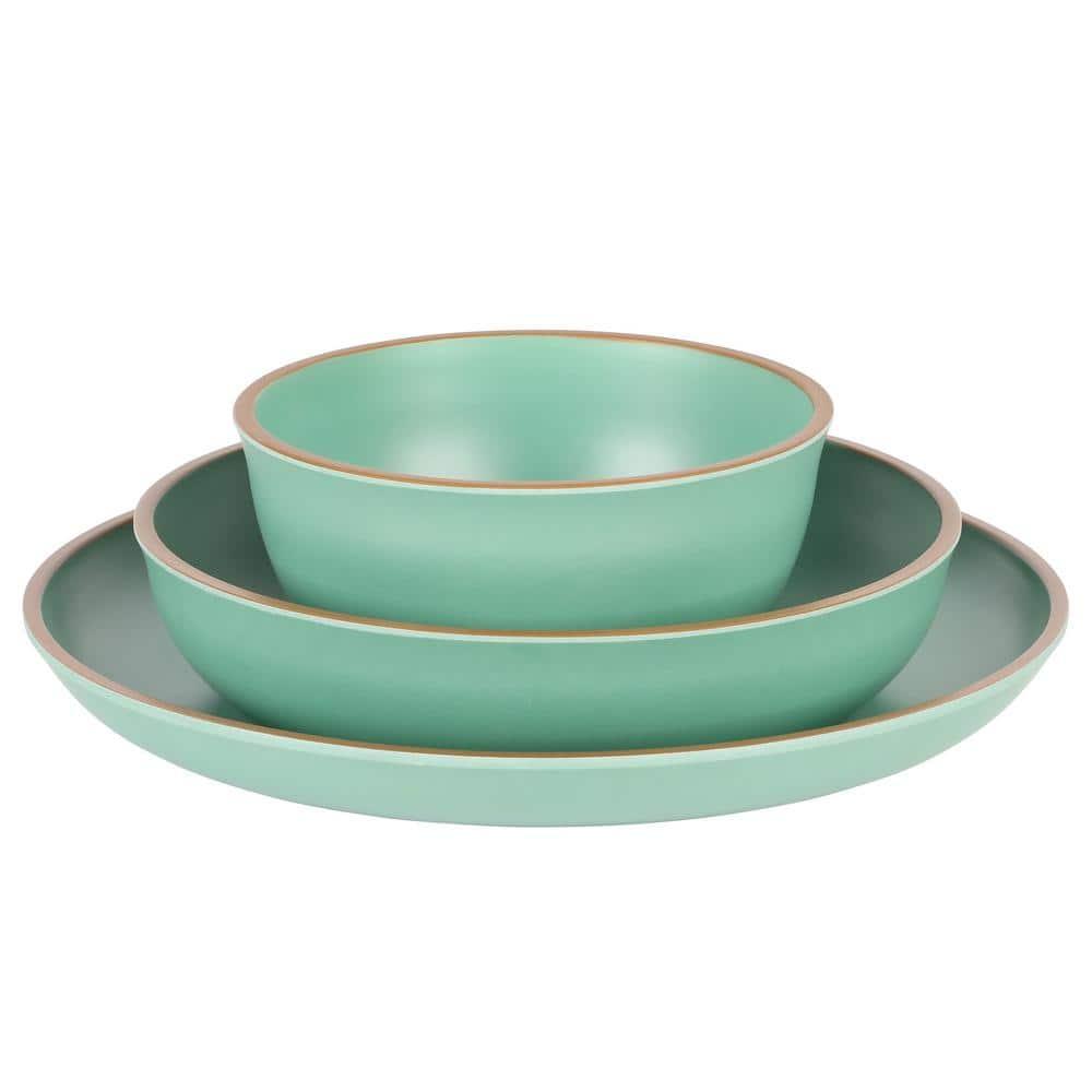 Gibson Home Rockabye 12 Piece Double Bowl Melamine Dinnerware Set