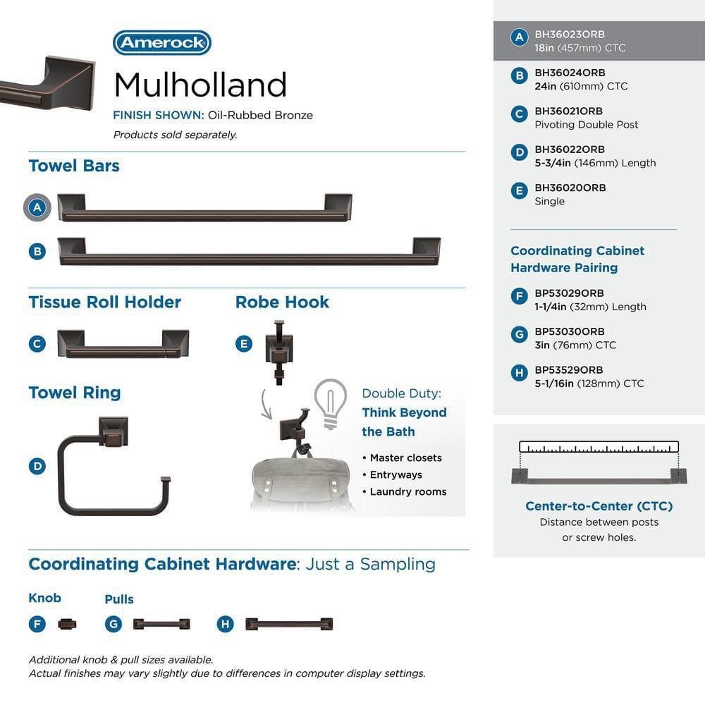 Oil-Rubbed Bronze 18-Inch Wall Mounted Towel Bar
