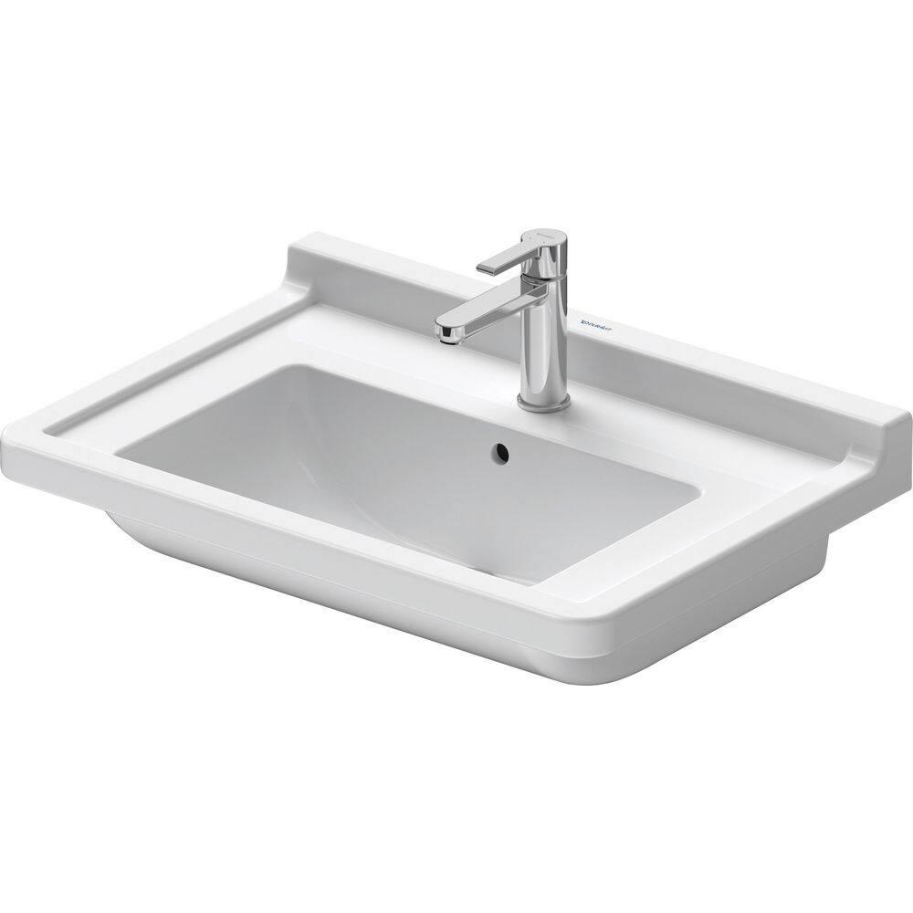 Duravit 0304700000 Starck 3 Ceramic 28" Wall Mount Bathroom Sink with Overflow