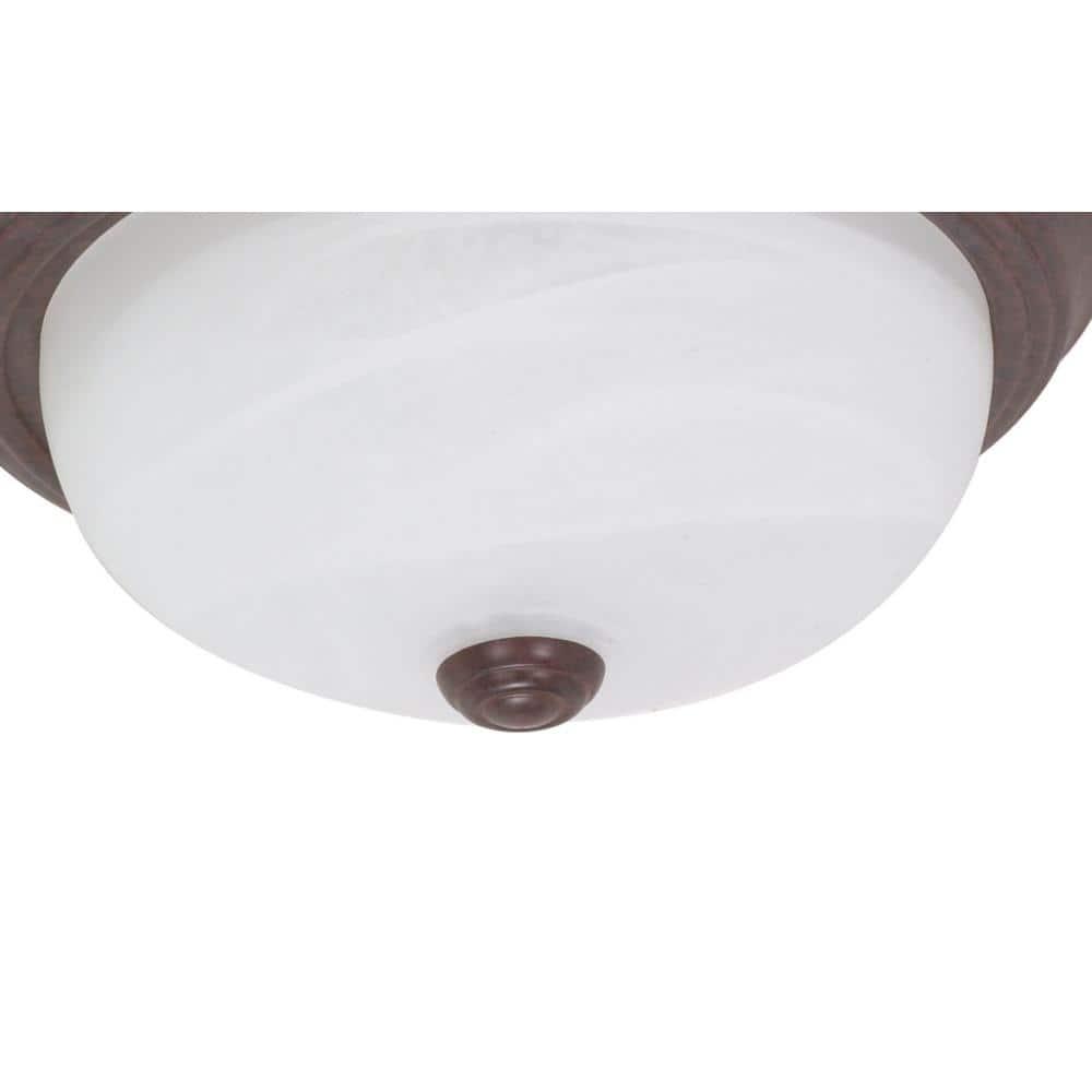 XylehR 60/205 Flush Mounted Dome Light Fixture, 11", Old Bronze/Alabaster Glass