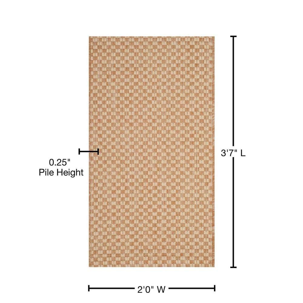 SAFAVIEH Courtyard Blair Geometric Indoor/Outdoor Area Rug, 2' x 3'7", Natural/Cream