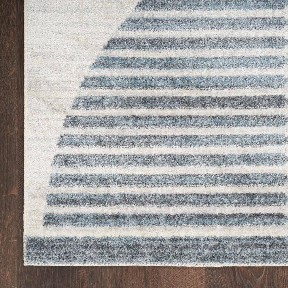 Nourison Astra Machine Washable Semi Circles Mid-Century Modern Indoor Rug Ivory Blue 2'2" x 4'