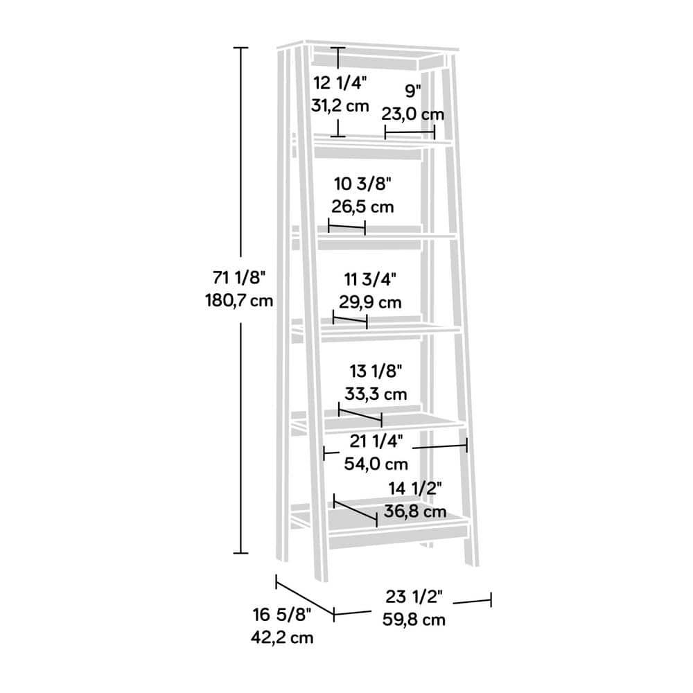71.14" Trestle 5 Shelf Bookcase Mystic Oak - Sauder: Open Display, Fixed Shelves