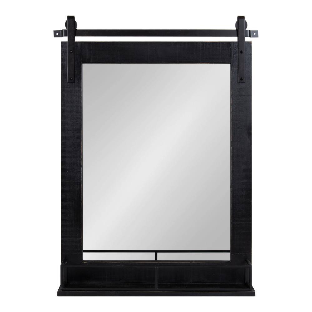 24" x 31" Cates Framed Wall Mirror with Shelf Black - Kate & Laurel All Things Decor: Modern Rectangular, No Assembly Required