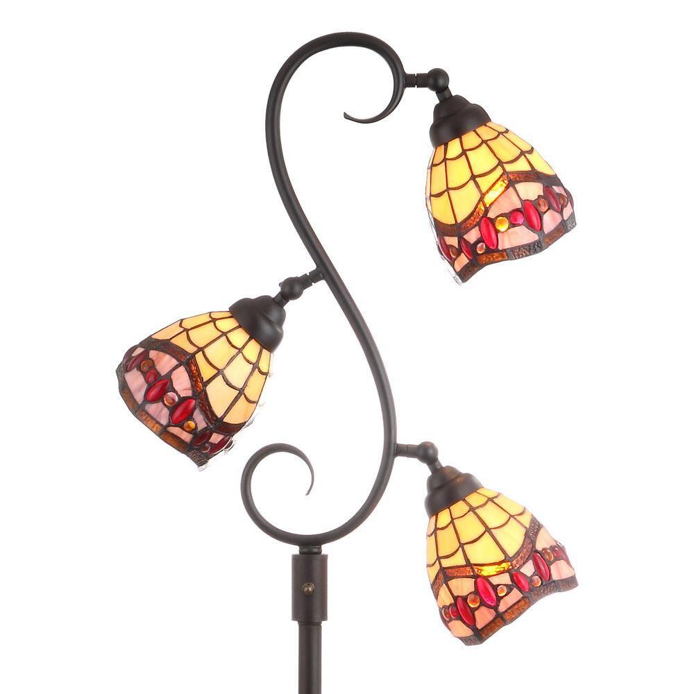 JONATHAN Y JYL8013A Walker Tiffany-Style 70.5" Multi-Light LED Floor Lamp, Traditional for living room, dinning room, bedroom, office Bulb Included, Bronze