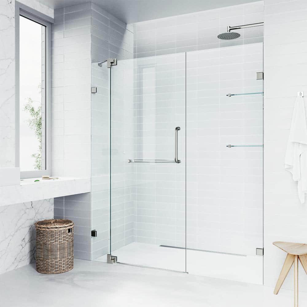 Pirouette 42-48" W x 72" H Pivot Frameless Shower Door with 3/8" Clear Glass