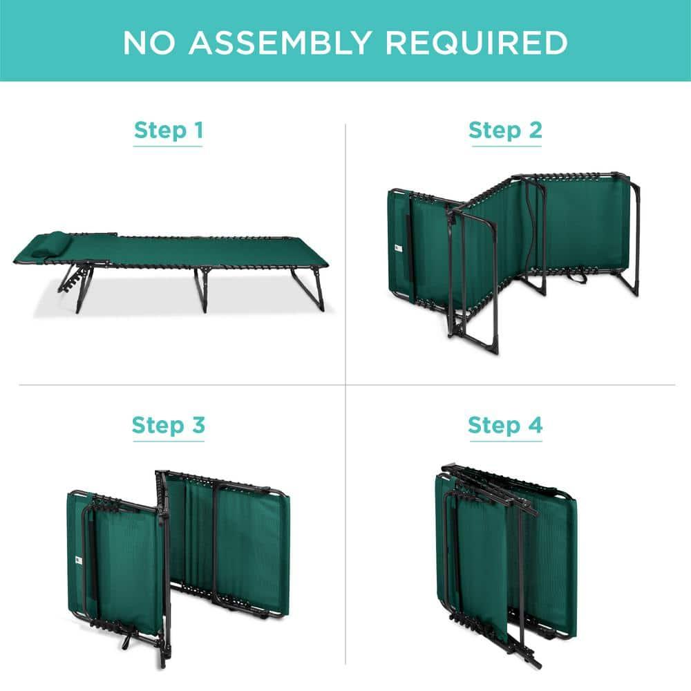 Best Choice Products Patio Chaise Lounge Chair, Outdoor Portable Adjustable Pool Recliner w/ Pillow - Forest Green