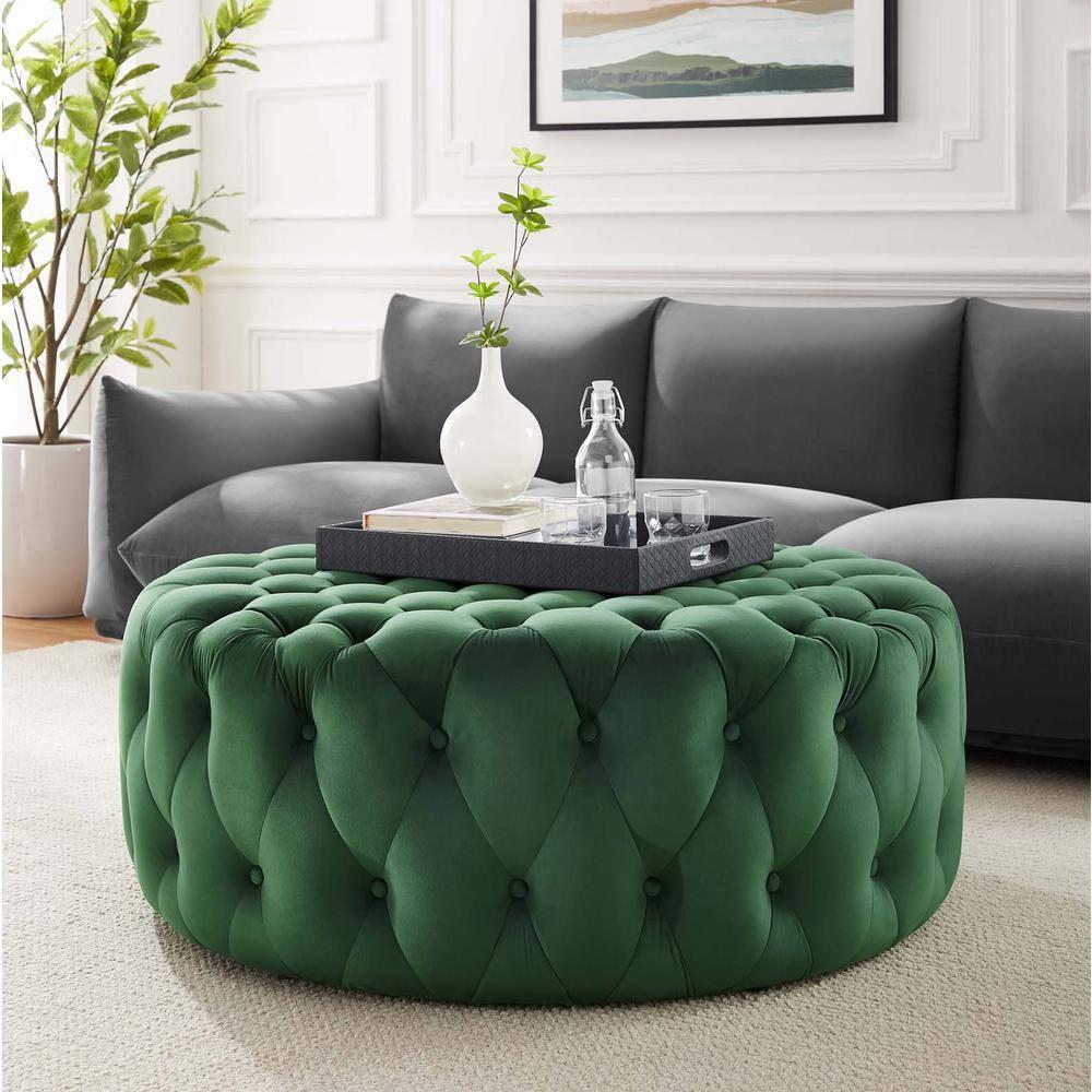 Modway Modway Amour Tufted Button Large Round Performance Velvet Ottoman