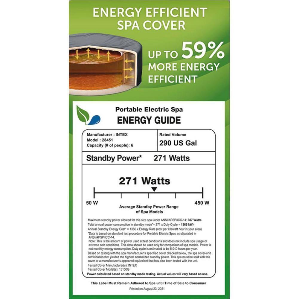 Intex Intex 120 Volt 6 Person - Person 140 - Jet Vinyl Square Inflatable Hot Tub in Gray