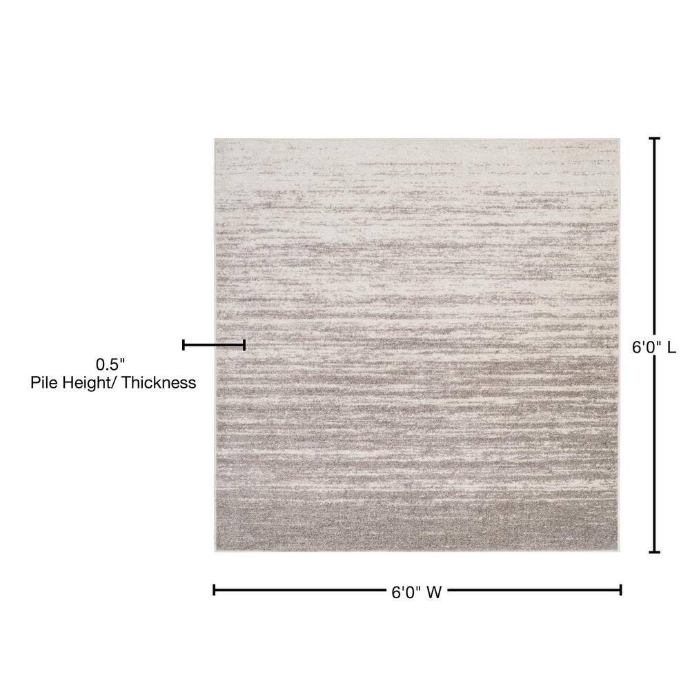 Adirondack ADR113 Machine Made Indoor Area Rug - Light Grey/Grey - 6'x6' - Safavieh