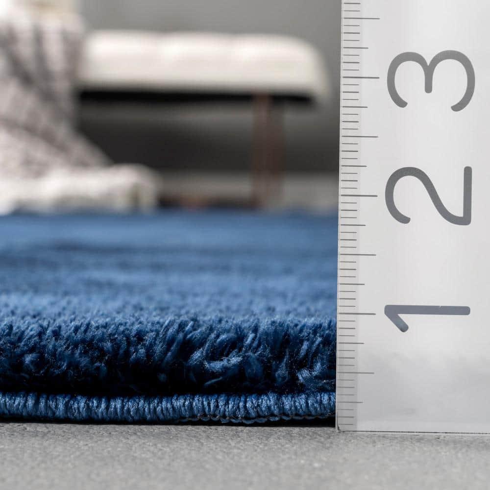 nuLOOM 2' x 3' Cozy Plush SuperiorWash Area Rug, Machine Washable, Non-Slip, Soft Fluffy Shag Carpet for Living Room Bedroom Nursery, Loni Navy