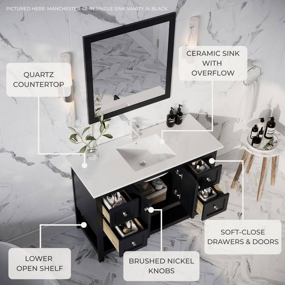 Fresca Manchester 42" Freestanding Single Sink Bathroom Vanity with Integrated Sink (Faucet Not Included)