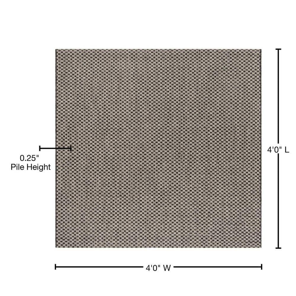 Courtyard CY8653 Power Loomed Indoor and Outdoor Area Rug - Black/Light Grey - 4'x4' - Safavieh